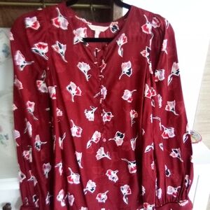 Rebecca Taylor Burgundy Floral Top